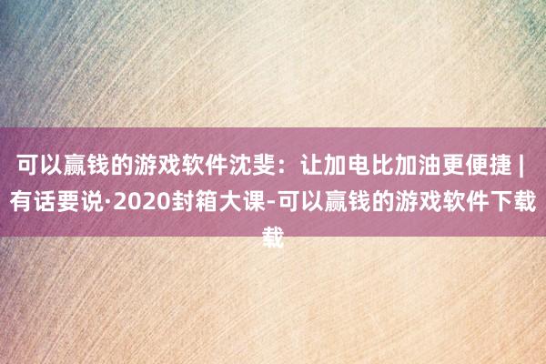 可以赢钱的游戏软件沈斐：让加电比加油更便捷 | 有话要说·2020封箱大课-可以赢钱的游戏软件下载